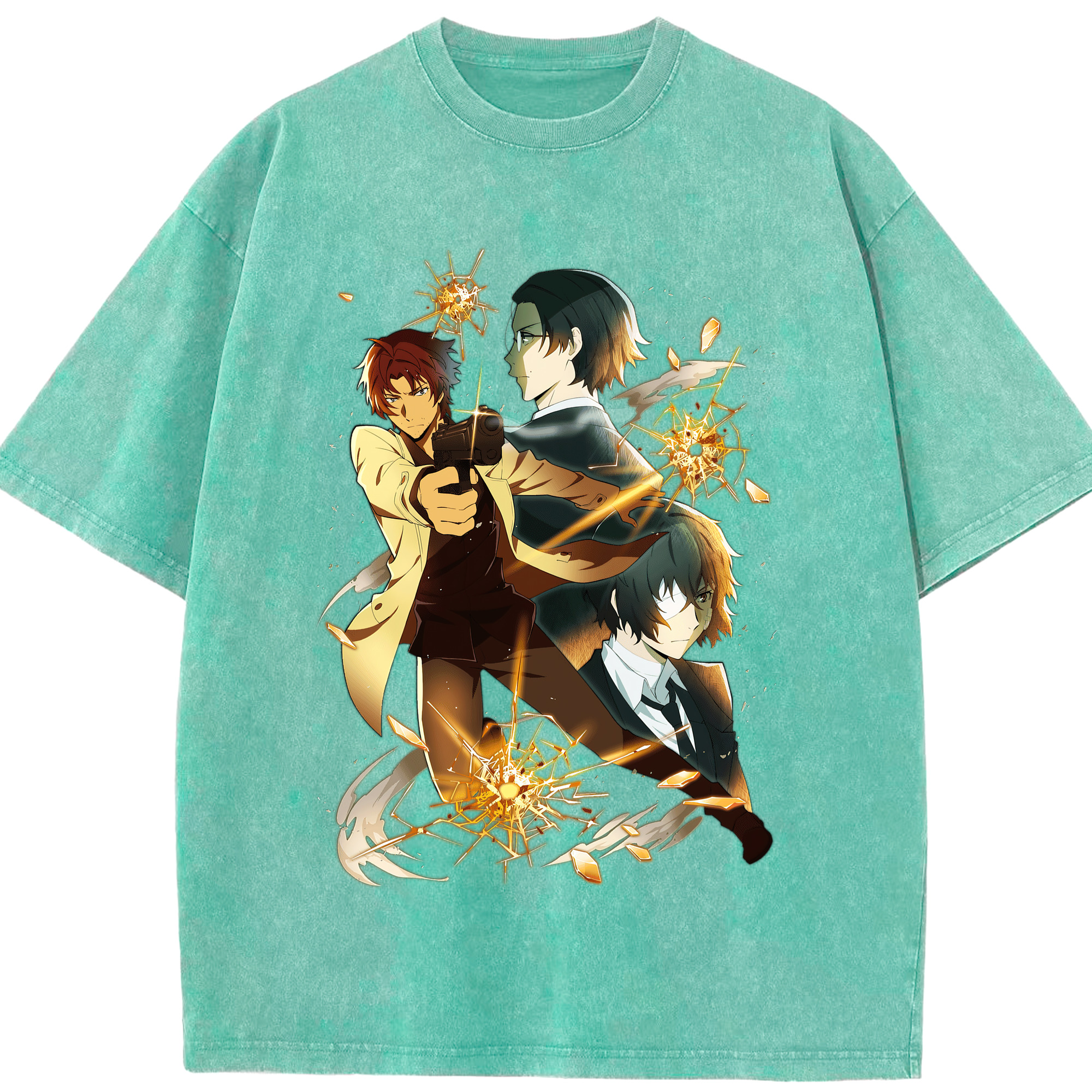 （画像用） 文豪ストレイドッグス Bungo Stray Dogs 綿100% ヴィンテージ風 半袖Tシャツ（フロントプリント）